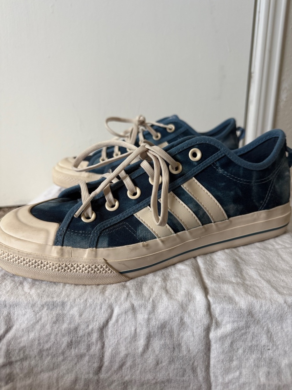 adidas x Parley Navy and Cream Low-Top Sneakers